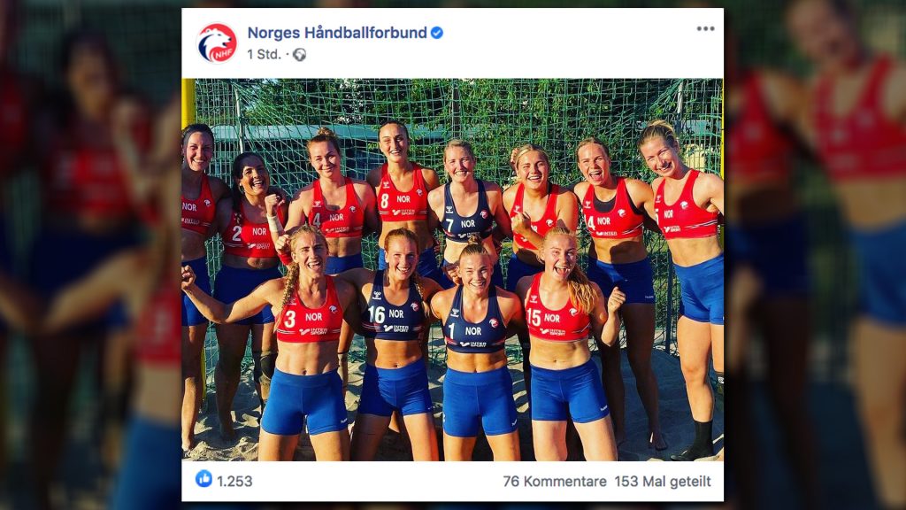 Screenshot der Facebookseite der norwegischen Nationalmannschaft in Beachhandball, auf tagesschau.de 